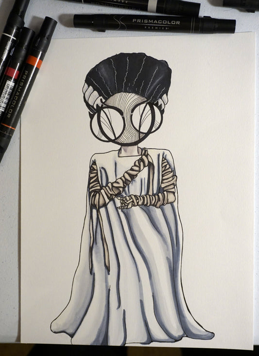 Bride of Frankenstein Horror Original 8x10 Art Print by Harth Creations Hannah Arthur