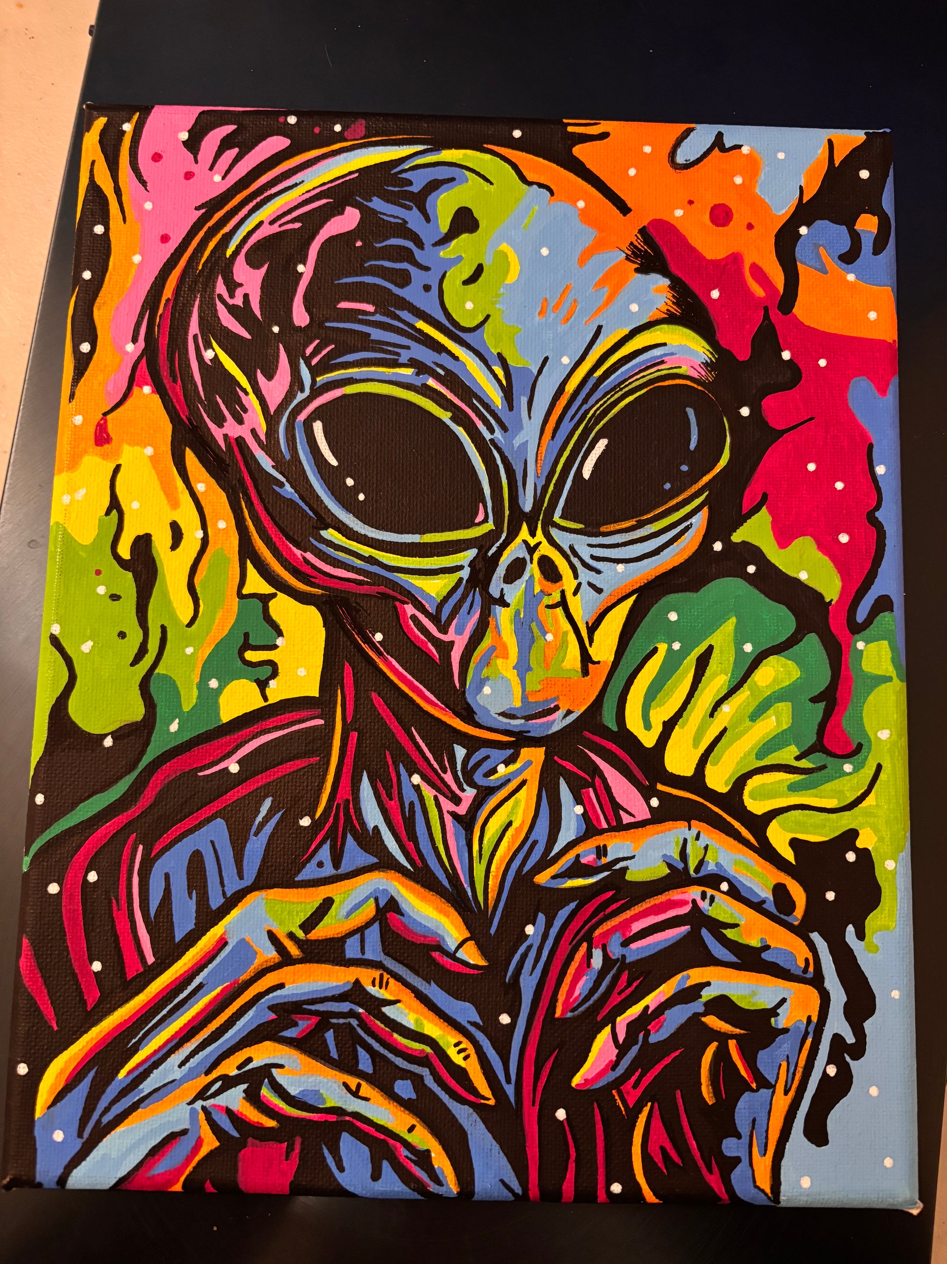 colorful abstract painting of an alien