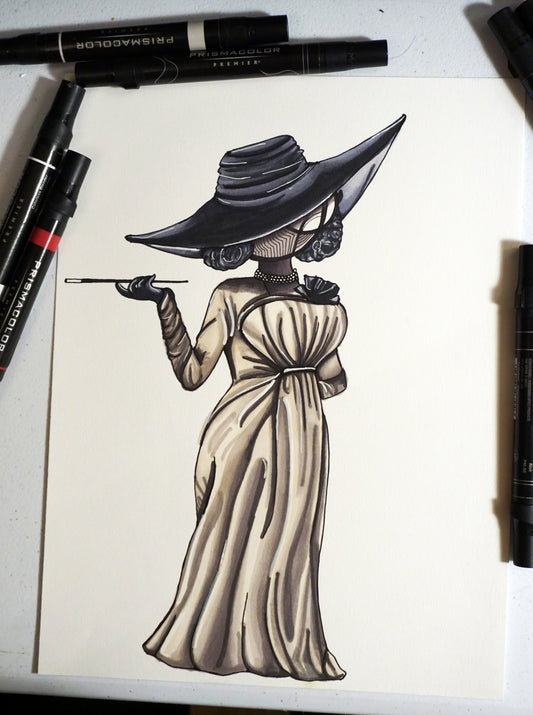 Resident Evil Lady Dimitrescu Horror Original 8x10 Art Print by Harth Creations Hannah Arthur