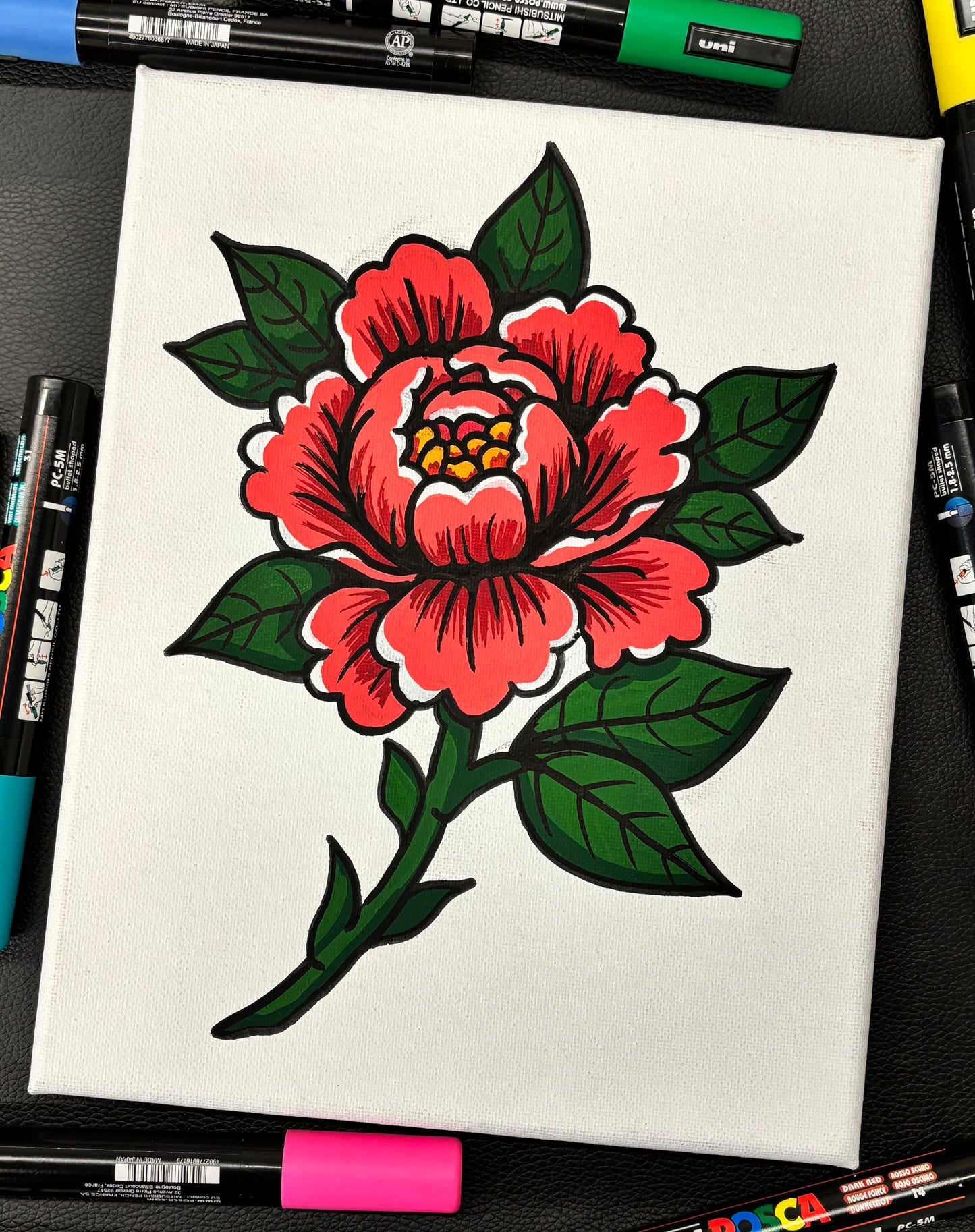 simple painting of a red rose